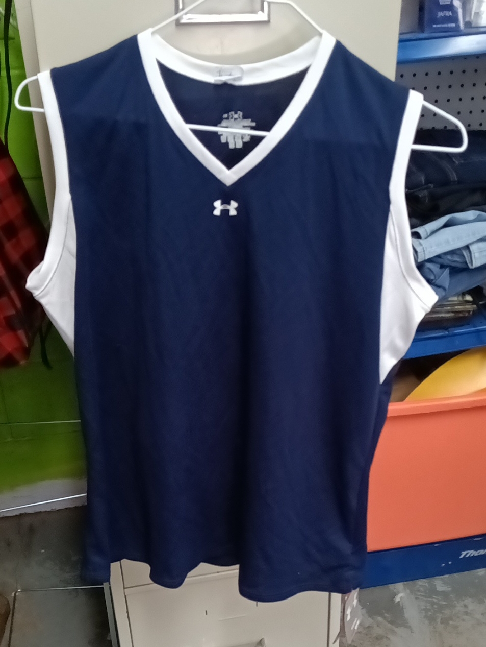 Under Armour Navy And White Sleeveless Performance Jersey